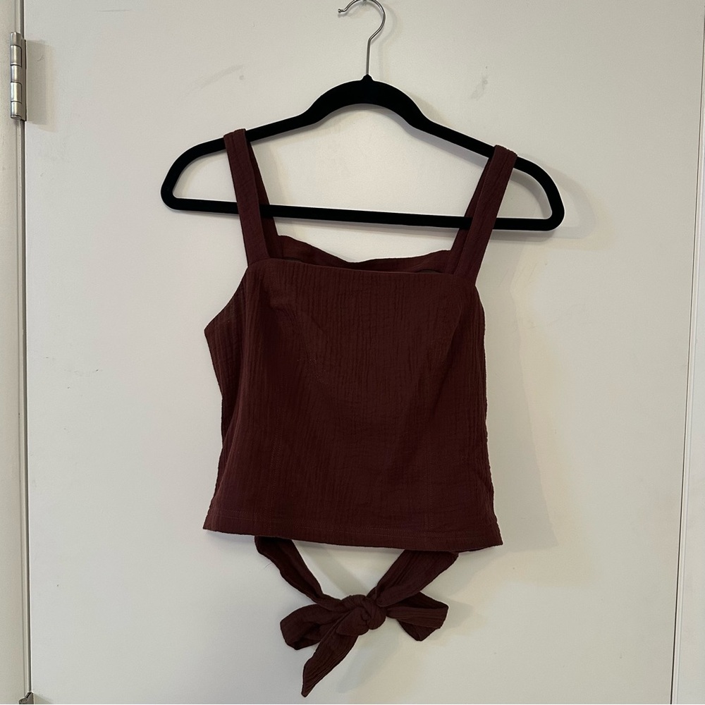 Anthropologie Dark Brown Tie-Front Tank Top